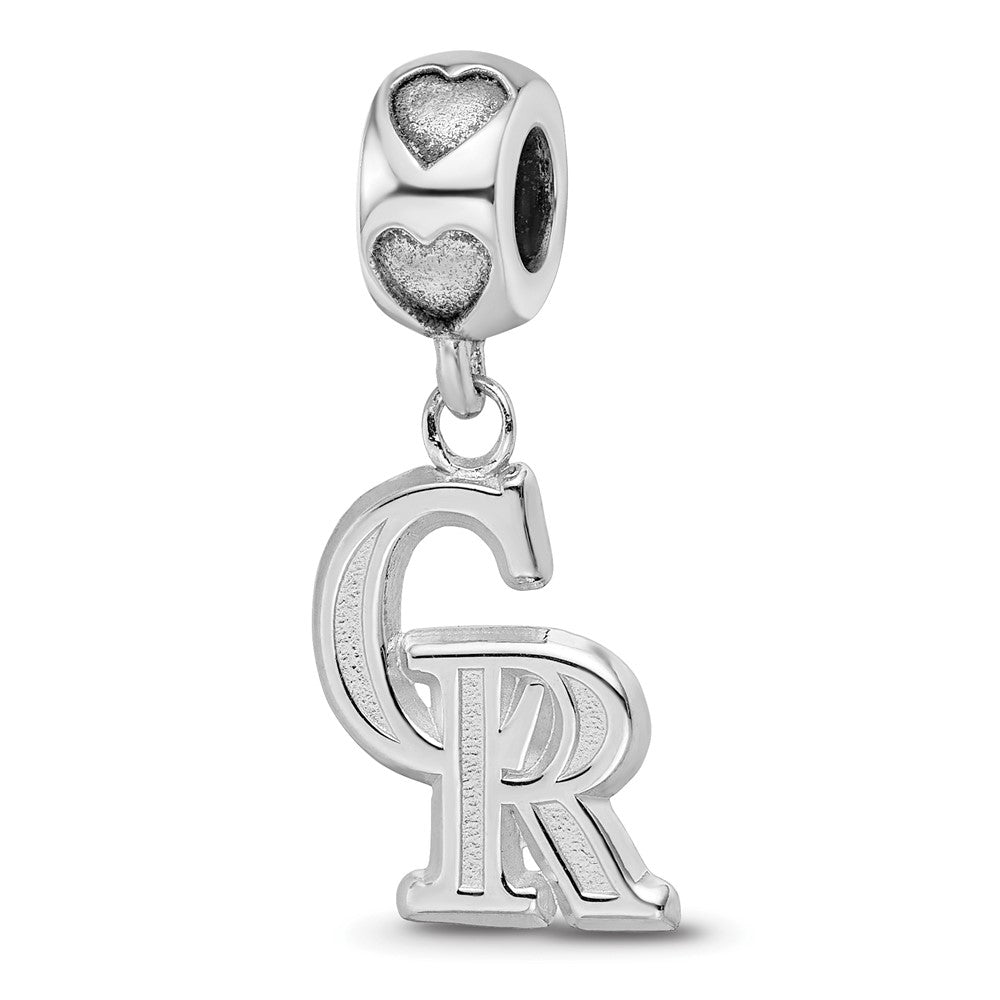 Sterling Silver Rh-Plated Colorado Rockies CR on Heart Bead
