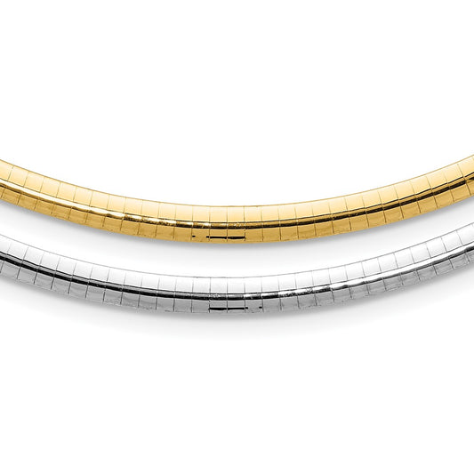 14k 4mm Reversible White & Yellow Domed Omega Necklace