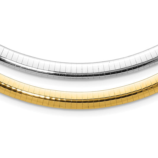 14k 6mm Reversible White & Yellow Domed Omega Necklace
