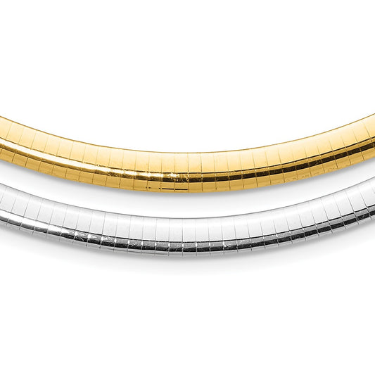 14k 6mm Reversible White & Yellow Domed Omega Necklace