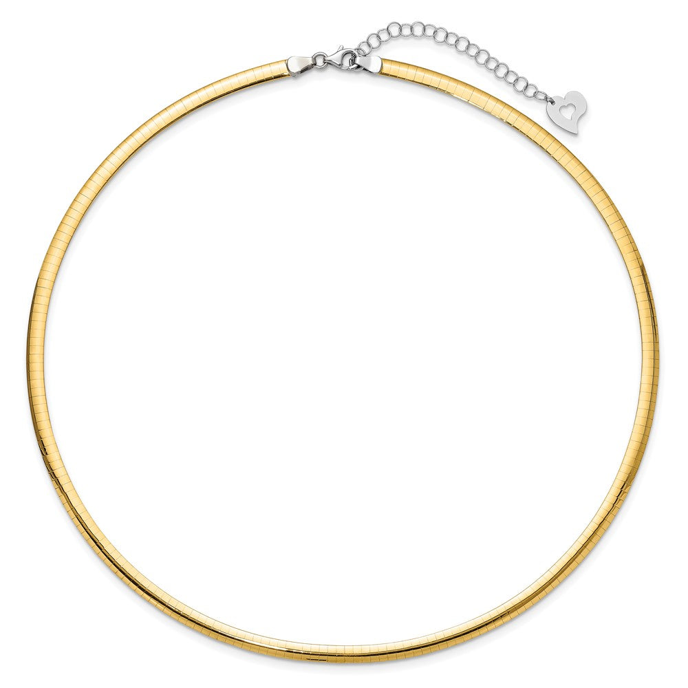 14k Yellow Gold Two-tone Lt Reversible 4mm Omega w/extender Necklace