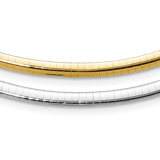 14k Yellow Gold Two-tone Lt Reversible 4mm Omega w/extender Necklace
