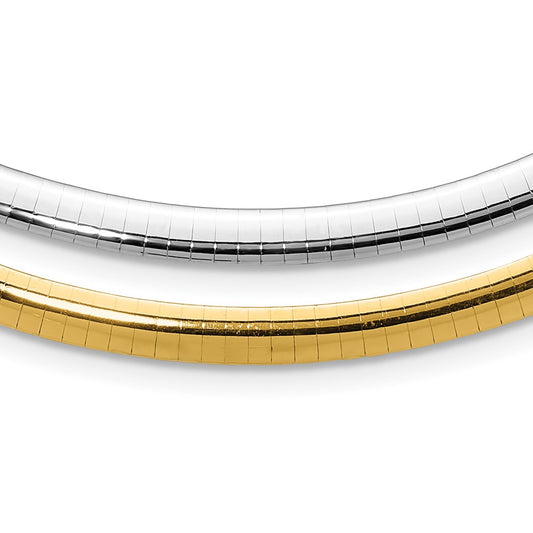 14k Two-tone Lt Reversible 5mm Omega w/extender Necklace