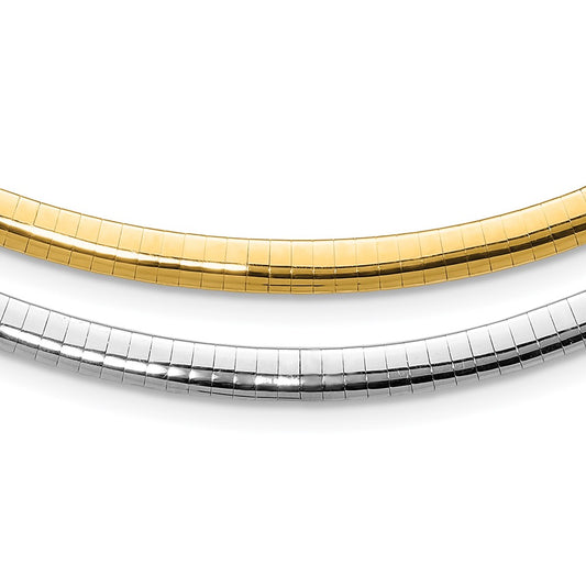14k Two-tone Lt Reversible 5mm Omega w/extender Necklace