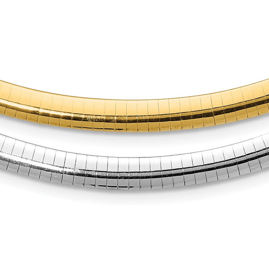 14k Two-tone Lt Reversible 6mm Omega w/extender Necklace