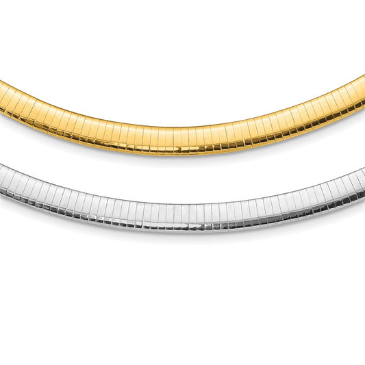 14k Two-tone Lt Reversible 8mm Omega w/extender Necklace