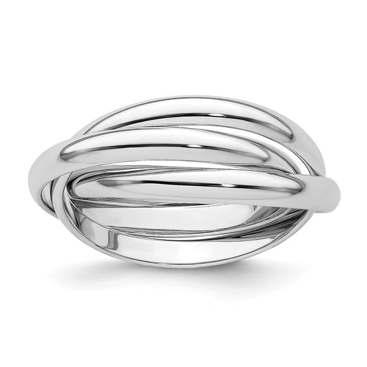 14k White Gold Polished Rolling Ring Size 6