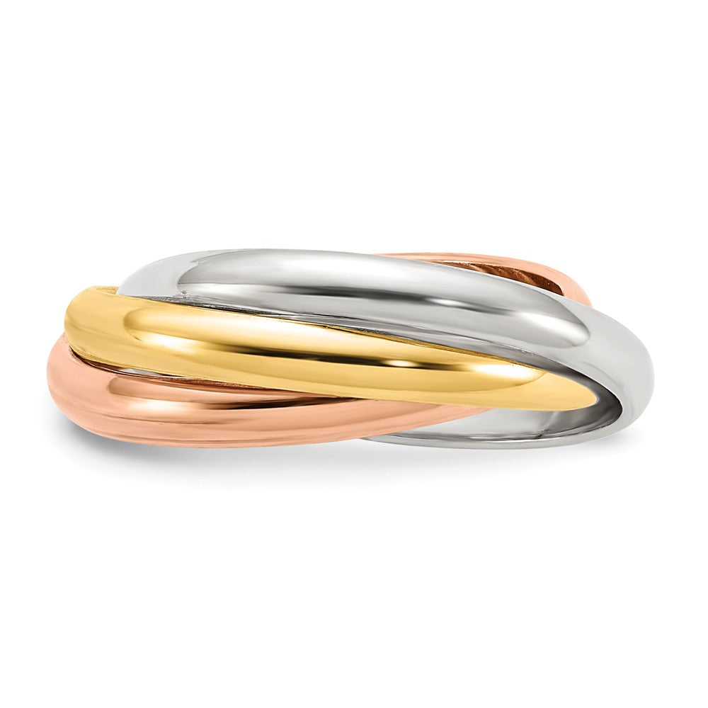 10k Tri-color Polished Rolling Ring Size 5.5
