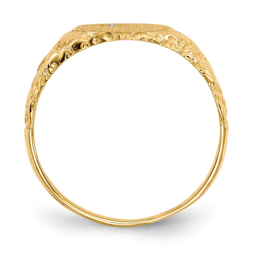 14k 11.0x9.0mm Closed Back AAA Diamond Signet Ring