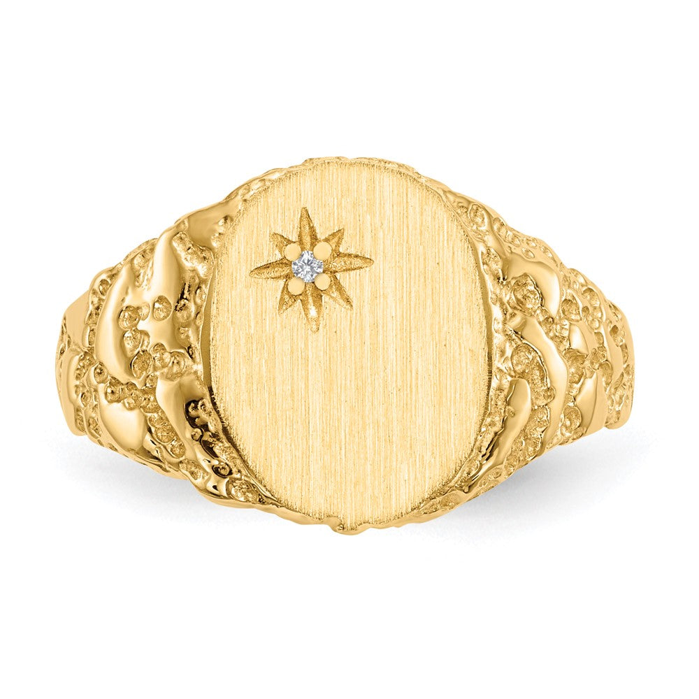 14k 11.0x9.0mm Closed Back AA Diamond Signet Ring
