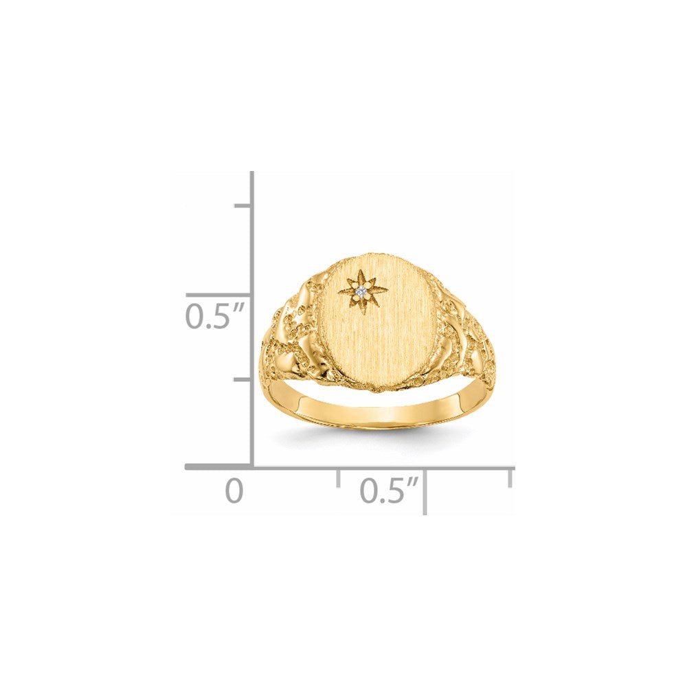 14k 11.0x9.0mm Closed Back AAA Diamond Signet Ring