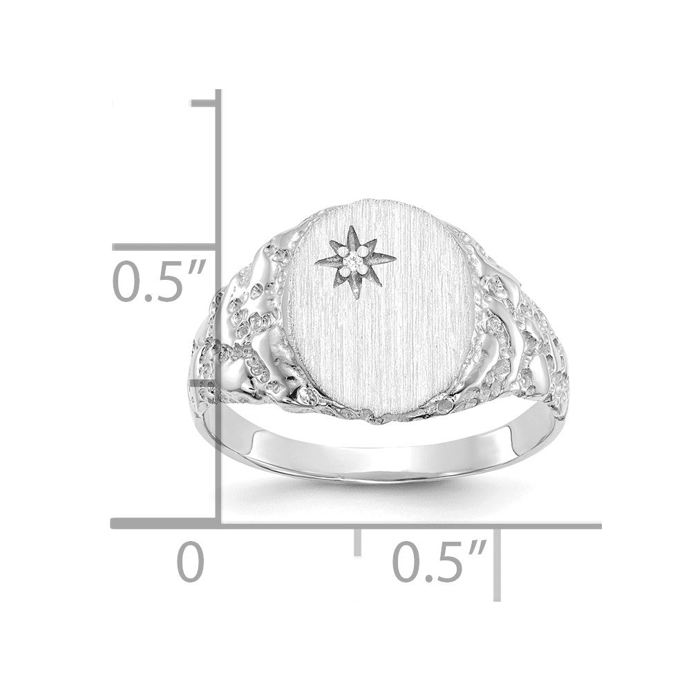 14k White Gold 11.0x9.0mm Closed Back AA Diamond Signet Ring