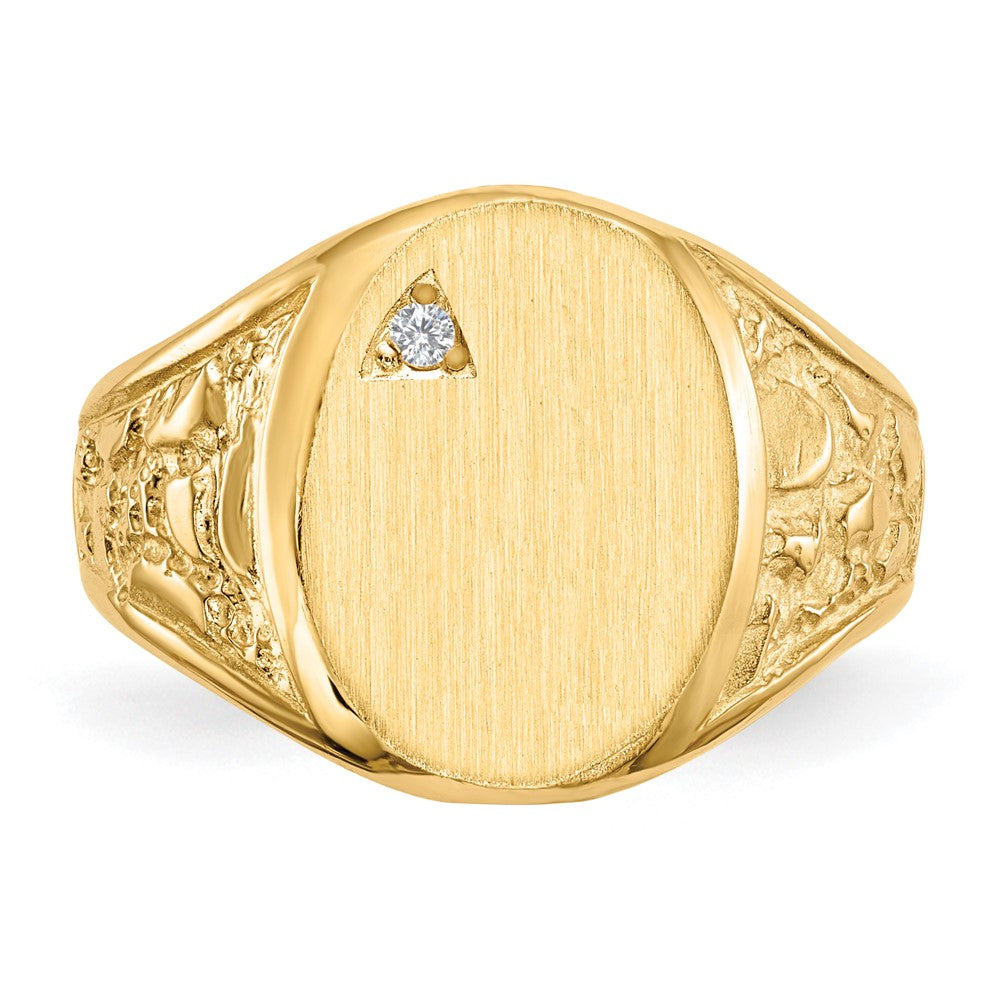 14k 15.0x11.0mm Open Back VS Diamond Men's Signet Ring