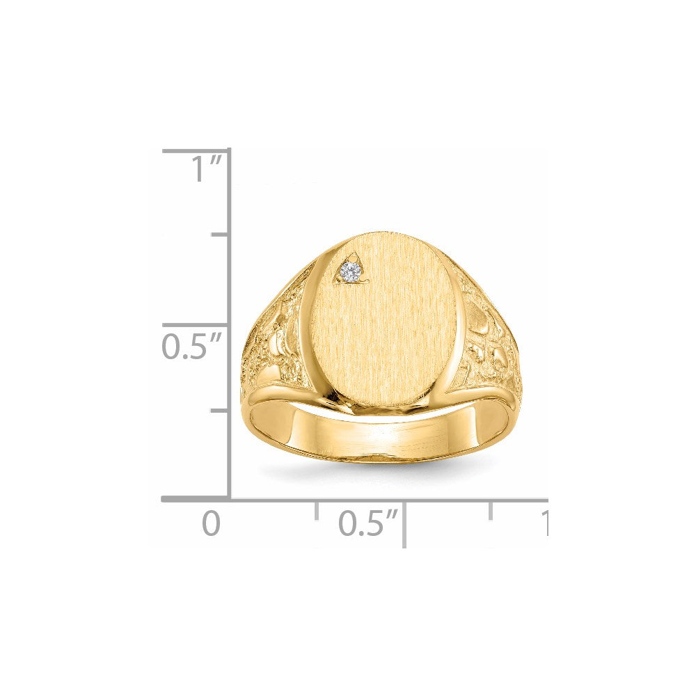 14k 15.0x11.0mm Open Back VS Diamond Men's Signet Ring
