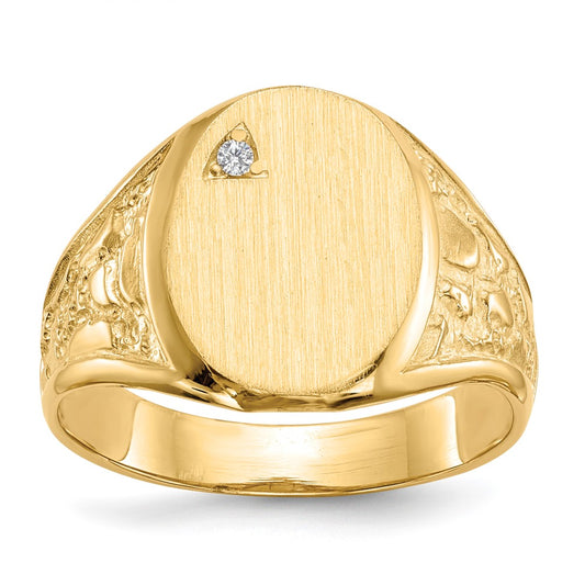 14k 15.0x11.0mm Open Back AAA Diamond Men's Signet Ring