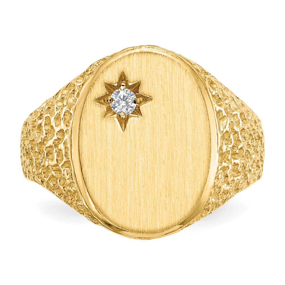 14k 16.0x12.0mm Open Back AAA Diamond Men's Signet Ring