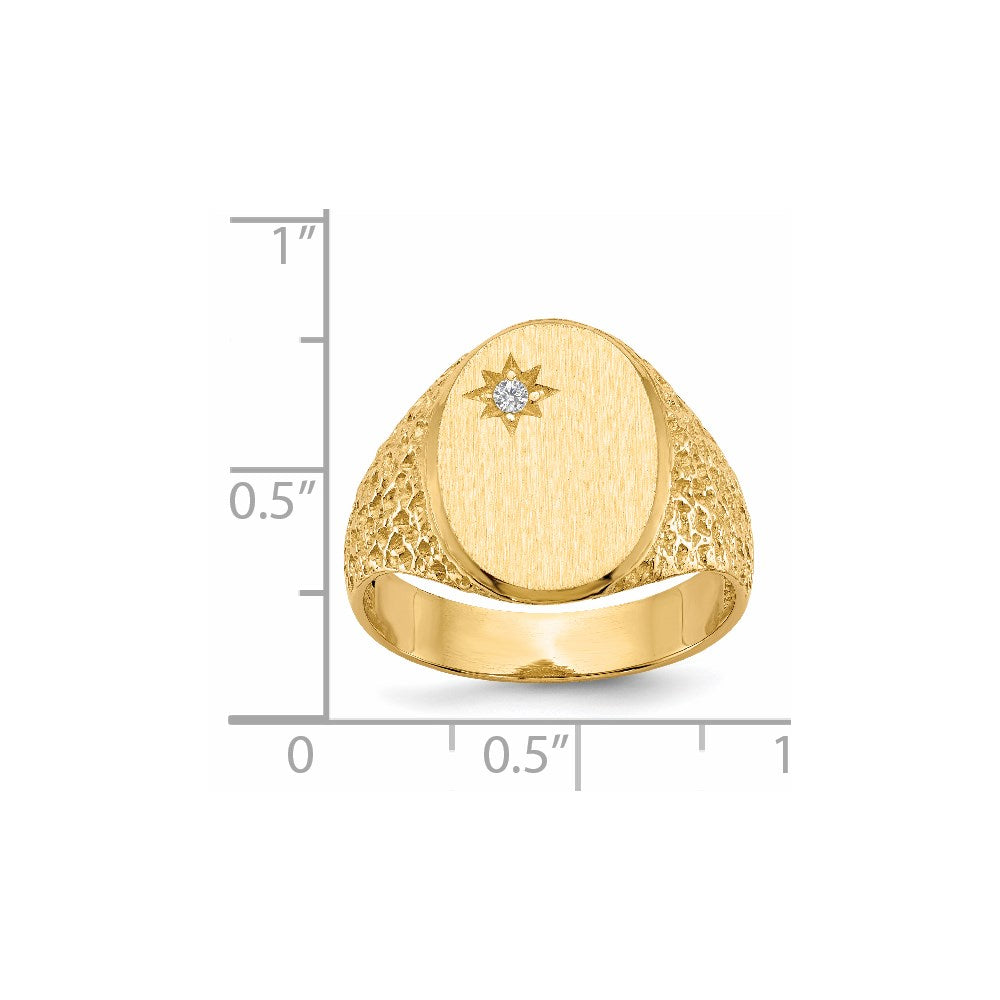 14k 16.0x12.0mm Open Back A Diamond Men's Signet Ring