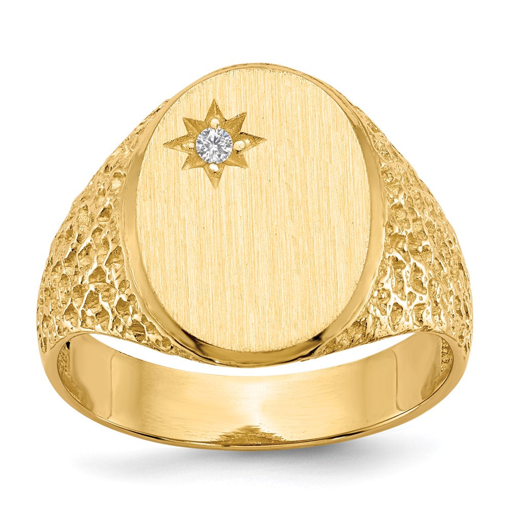 14k 16.0x12.0mm Open Back A Diamond Men's Signet Ring