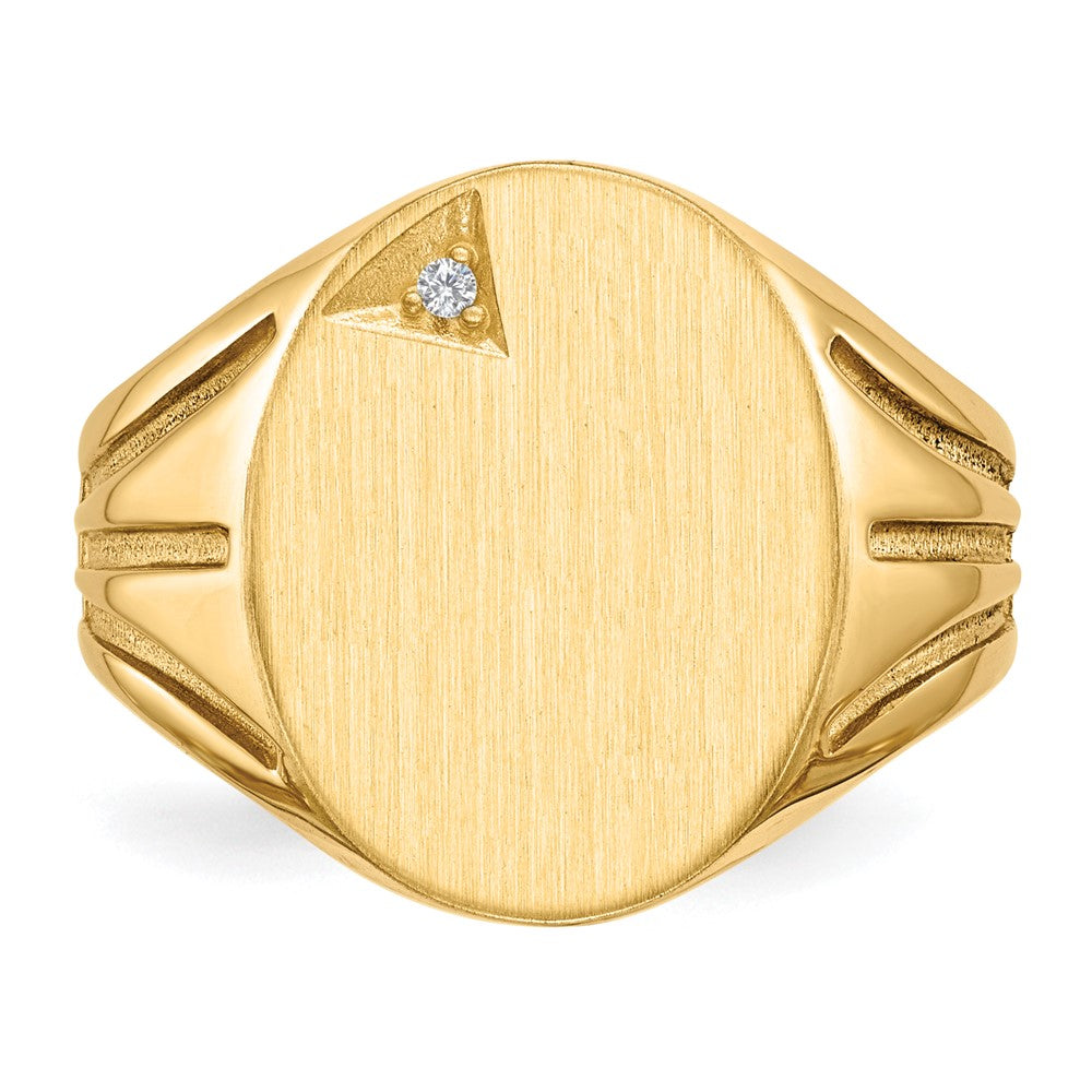 14k 16.0x14.0mm Open Back A Diamond Men's Signet Ring
