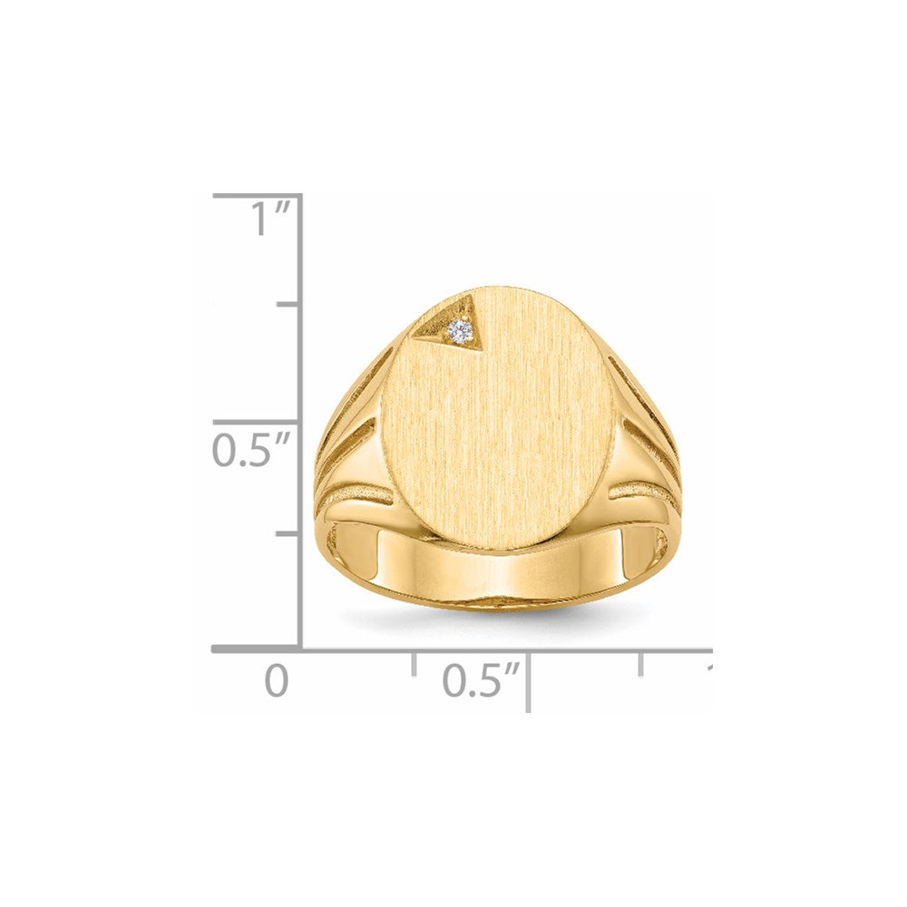 14k 16.0x14.0mm Open Back AAA Diamond Men's Signet Ring