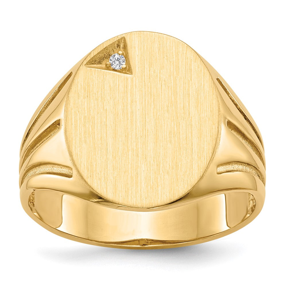 14k 16.0x14.0mm Open Back VS Diamond Men's Signet Ring