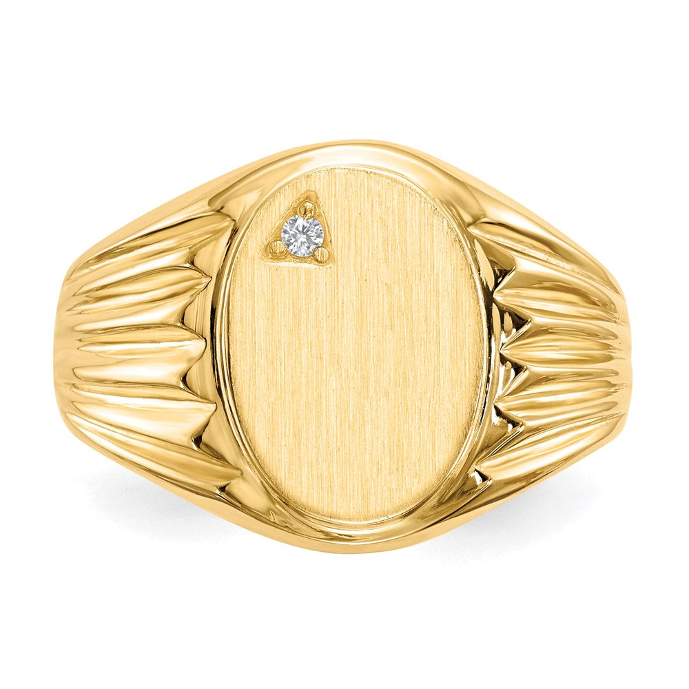 14k 13.5x10.0mm Open Back VS Diamond Men's Signet Ring