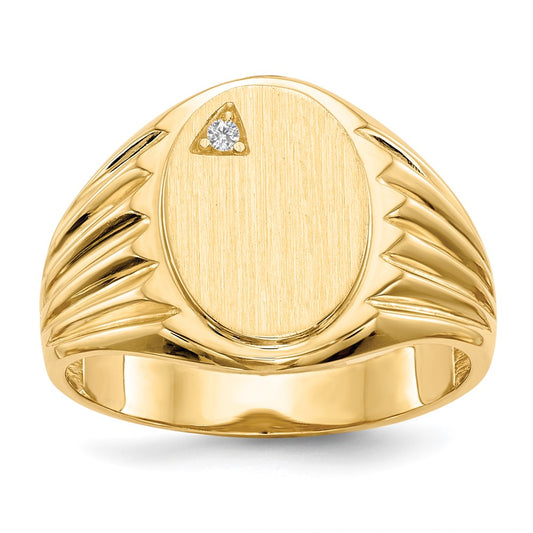 14k 13.5x10.0mm Open Back A Diamond Men's Signet Ring