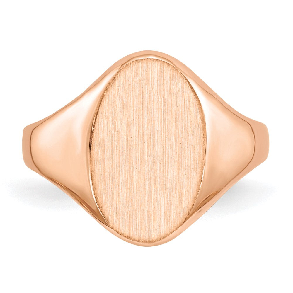 14k Rose Gold Rose 14.0x8.5mm Closed Back Signet Ring
