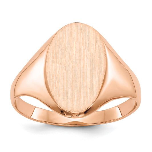 14k Rose Gold Rose 14.0x8.5mm Closed Back Signet Ring