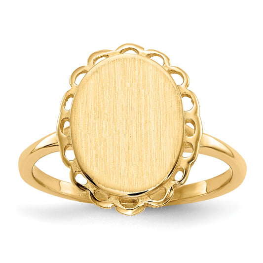 14k Yellow Gold 11.5x9.0mm Open Back Signet Ring