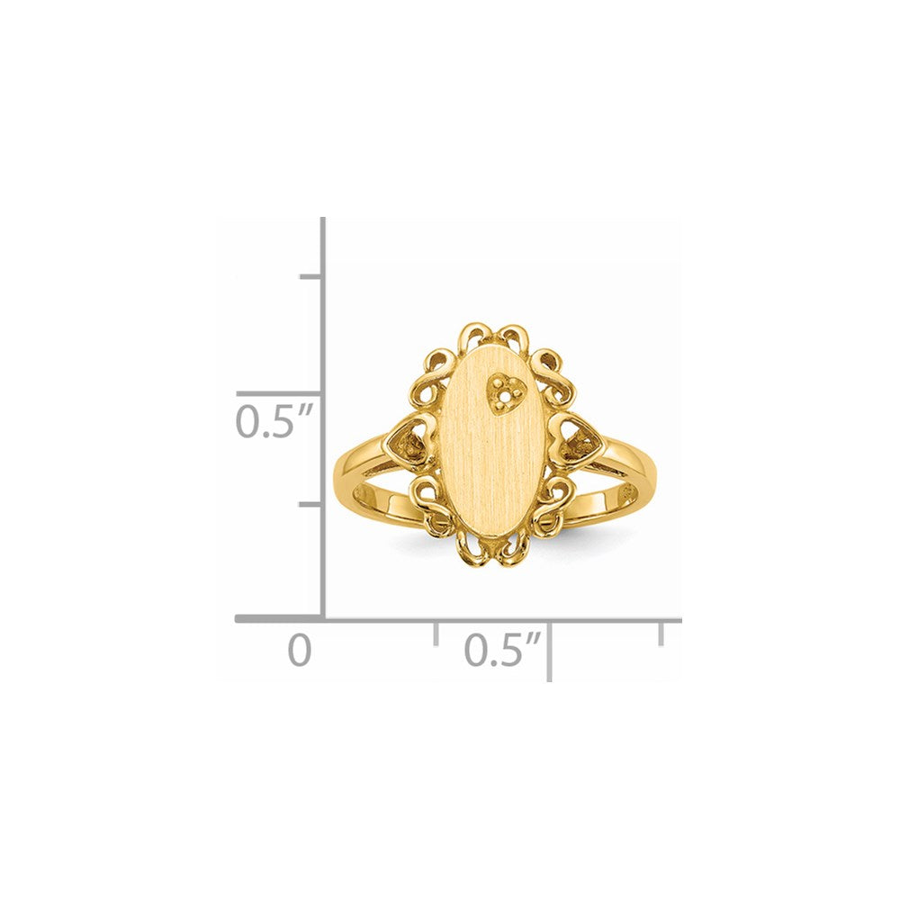 14k Yellow Gold 11.5x6.0mm Open Back Diamond Signet Ring Mounting
