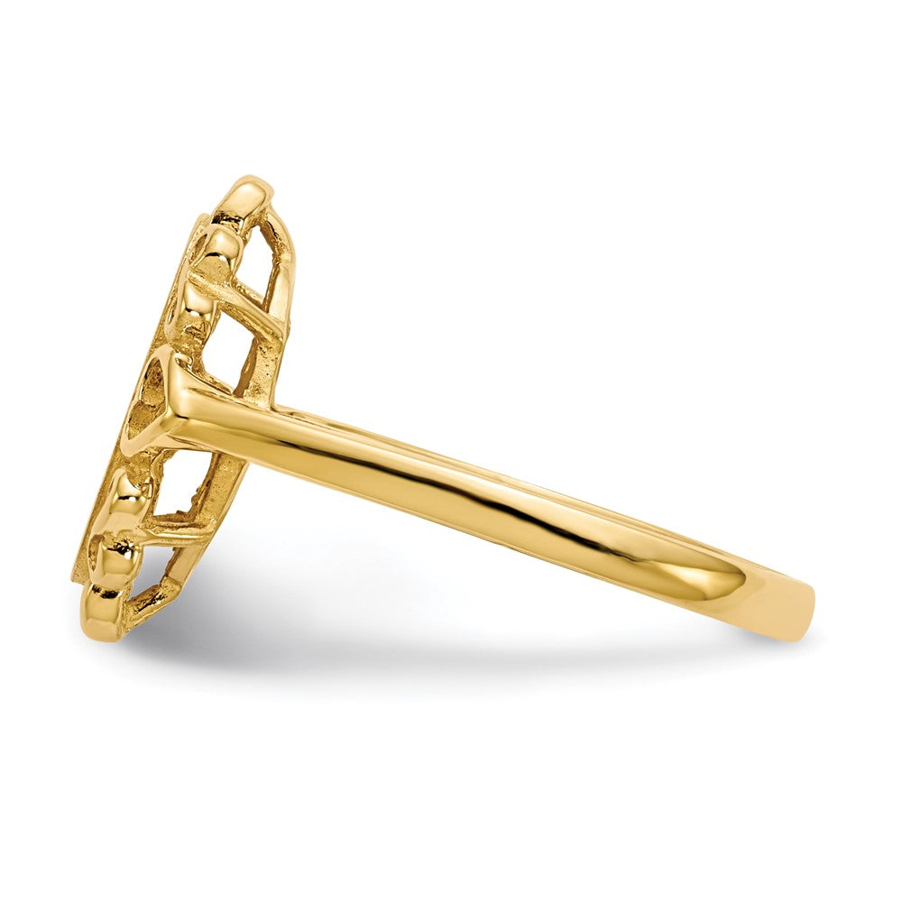 14k 11.5x6.0mm Open Back A Diamond Signet Ring