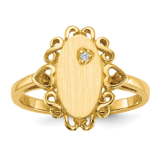 14k 11.5x6.0mm Open Back AAA Diamond Signet Ring