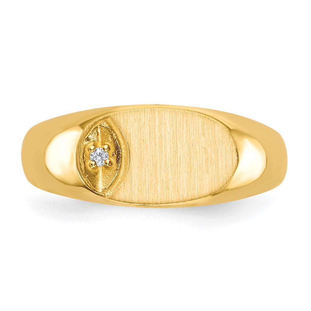 14k 6.5x11.0mm AAA Diamond Open Back Signet Ring