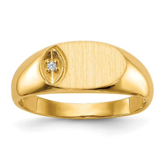 14k 6.5x11.0mm AAA Diamond Open Back Signet Ring