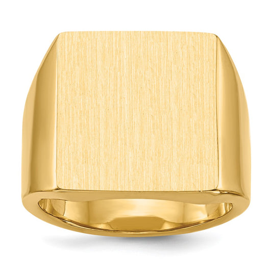 14k 17.5x16.5mm Closed Back Mens Signet Ring