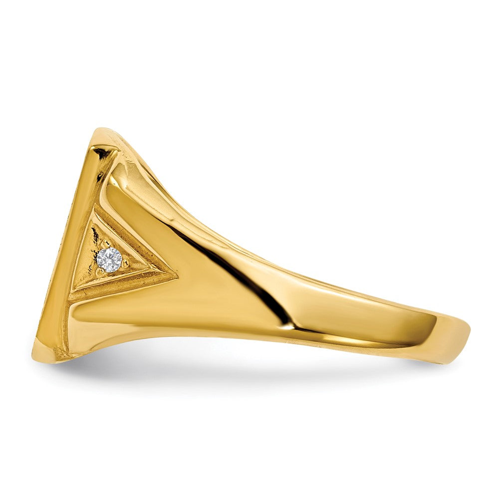 14k 12.0x11.0mm Open Back A Diamond Men's Signet Ring