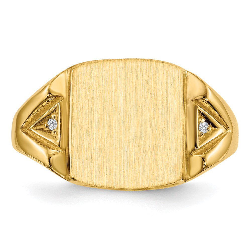 14k 12.0x11.0mm Open Back VS Diamond Men's Signet Ring