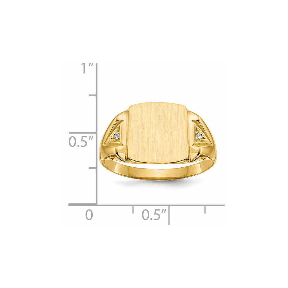 14k 12.0x11.0mm Open Back A Diamond Men's Signet Ring