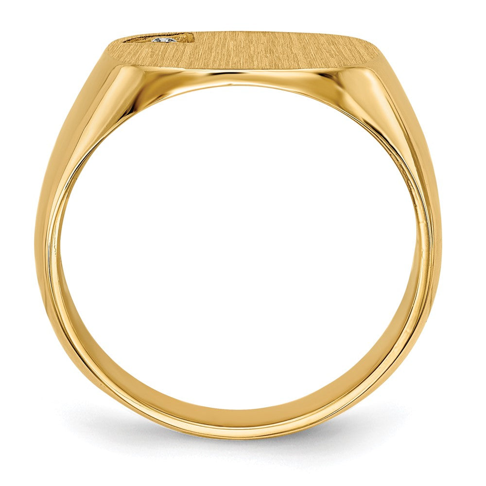 14k 15.0x15.0mm Closed Back A Diamond Men's Signet Ring