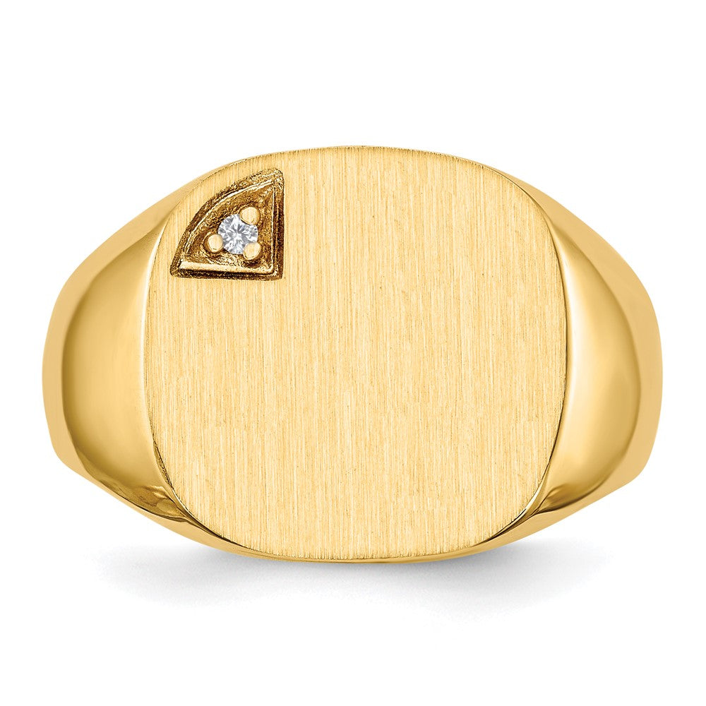 14k 15.0x15.0mm Closed Back AAA Diamond Men's Signet Ring