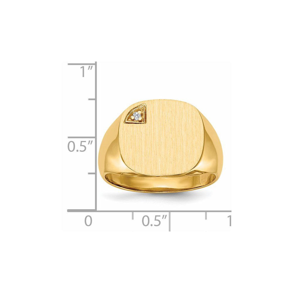 14k 15.0x15.0mm Closed Back AAA Diamond Men's Signet Ring