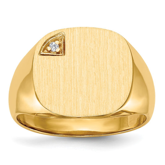 14k 15.0x15.0mm Closed Back A Diamond Men's Signet Ring