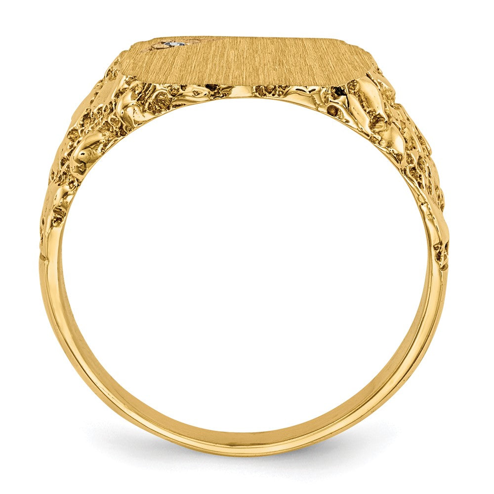 14k 10.0x11.5mm A Diamond Closed Back Signet Ring