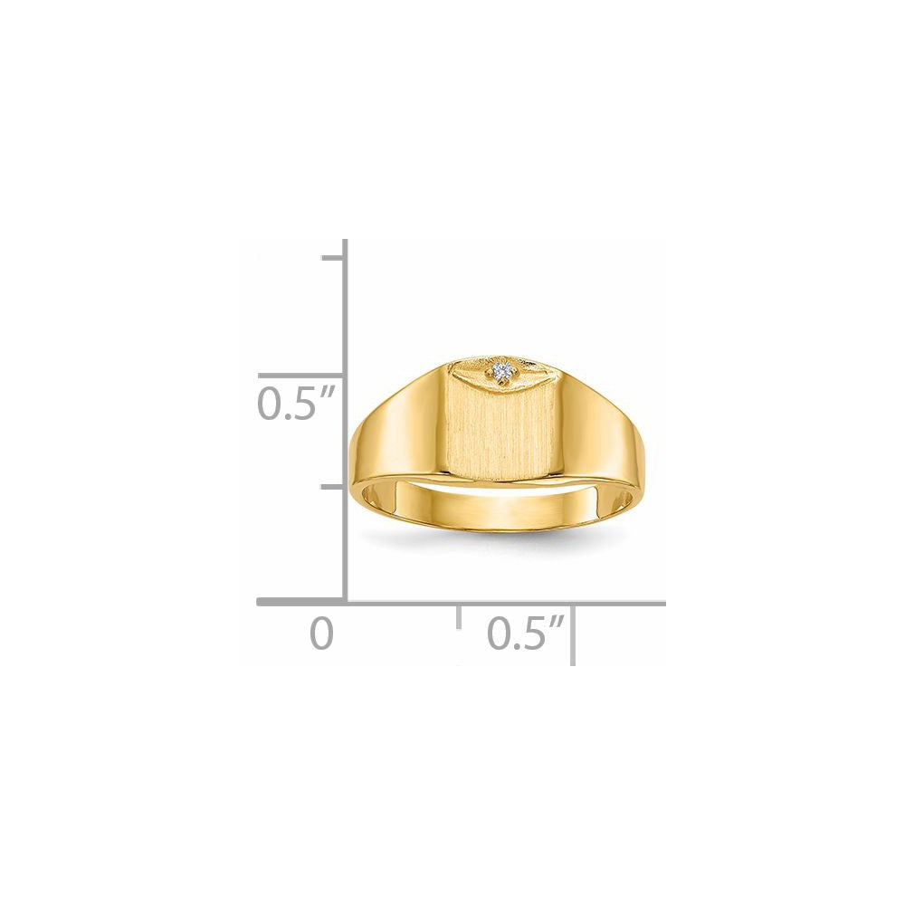 14k 8.0x7.0mm Closed Back AA Diamond Signet Ring