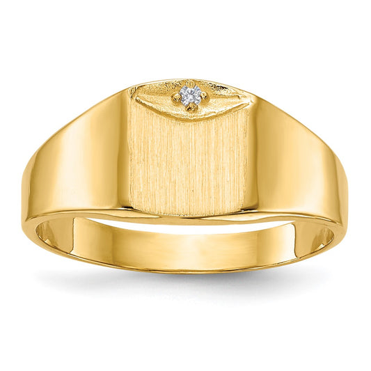 14k 8.0x7.0mm Closed Back A Diamond Signet Ring