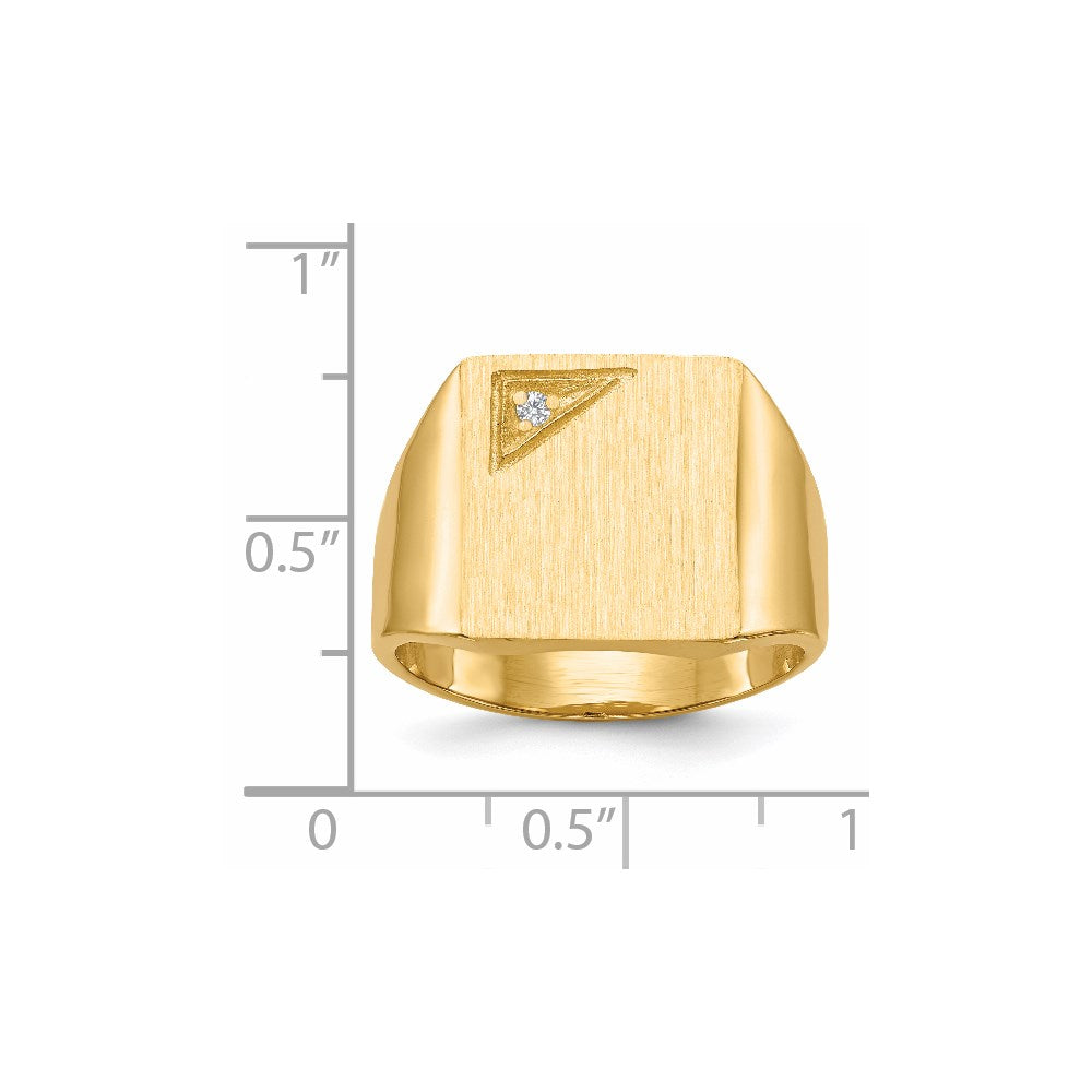 14k 14.0x13.0mm Closed Back VS Diamond Men's Signet Ring
