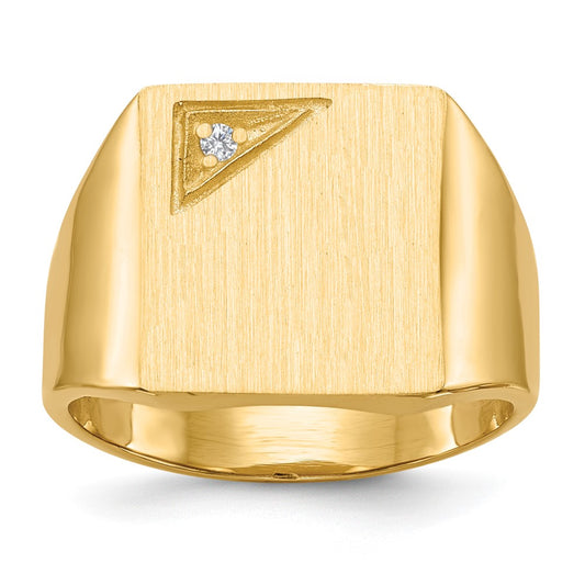 14k 14.0x13.0mm Closed Back A Diamond Men's Signet Ring