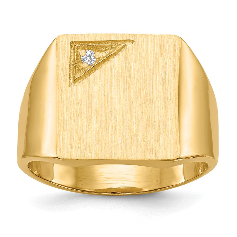 14k 14.0x13.0mm Closed Back VS Diamond Men's Signet Ring
