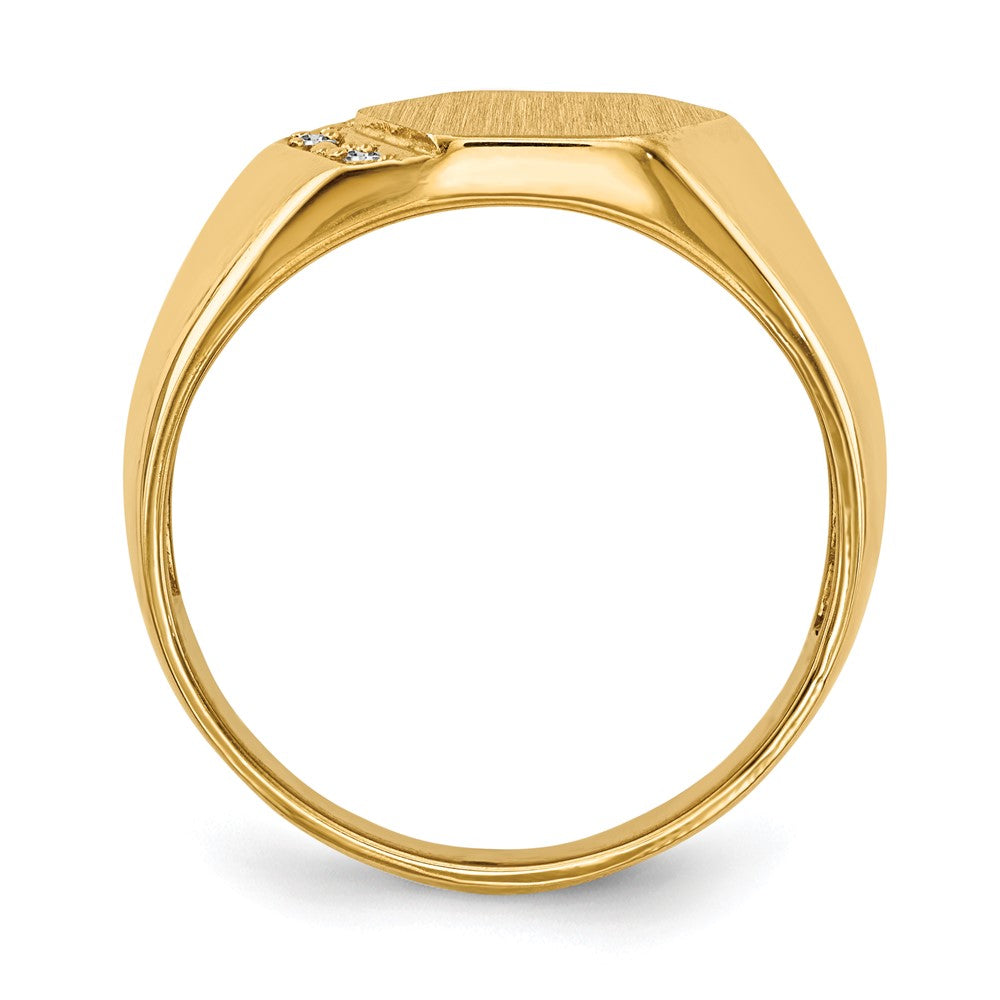 14k 11.5x11.5mm Open Back VS Diamond Men's Signet Ring